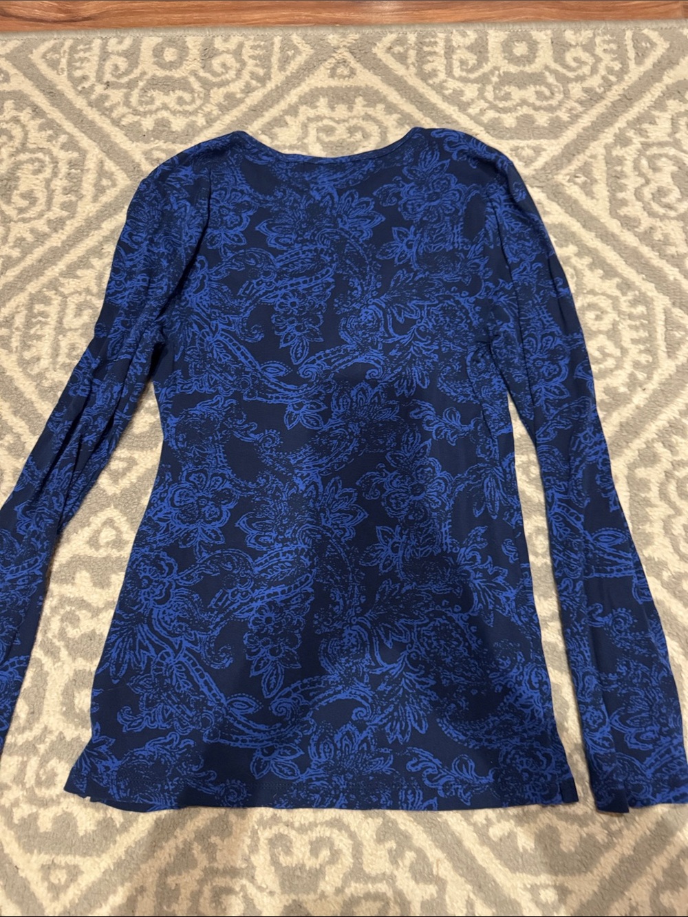 Lauren Ralph Lauren Navy and Royal Blue Floral Long-Sleeve Tee - Picture 3 of 4